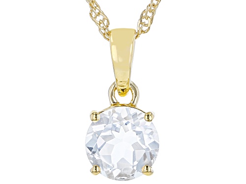 2.37ct Round White Topaz 18k Yellow Gold Over Sterling Silver April Birthstone Pendant With Chain