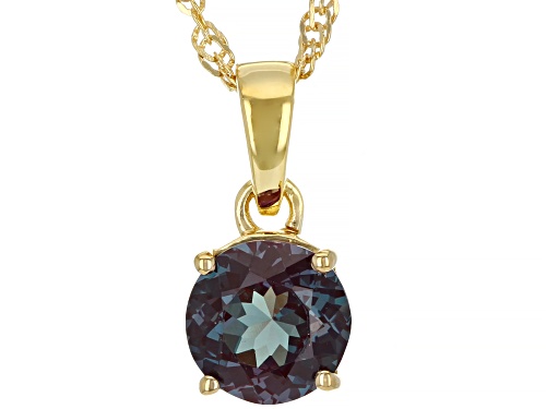 2.28ct Lab Created Alexandrite 18k Yellow Gold Over Silver June Birthstone Pendant With Chain