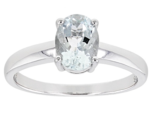 Photo of 0.85ct Oval Aquamarine Rhodium Over Sterling Silver March Birthstone Ring - Size 9