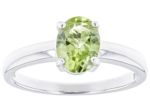 1.16ct Oval Manchurian Peridot™ Rhodium Over Sterling Silver August Birthstone Ring - Size 8