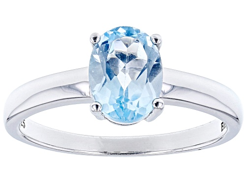 1.23ct Oval Glacier Topaz™ Rhodium Over Sterling Silver December Birthstone Ring - Size 10