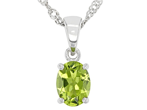 Photo of 1.16ct Oval Manchurian Peridot™ Rhodium Over Sterling Silver August Birthstone Pendant With Chain