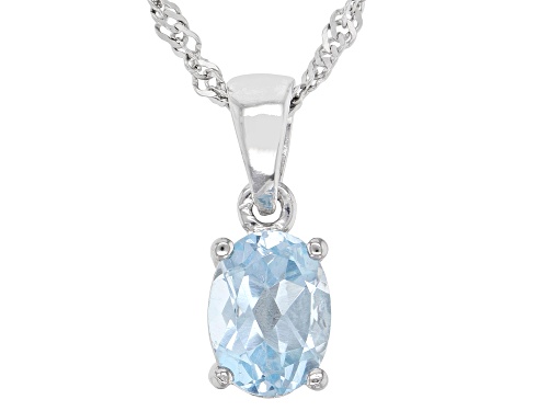 Photo of 1.23ct Oval Glacier Topaz™ Rhodium Over Sterling Silver December Birthstone Pendant With Chain