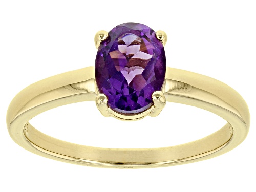 0.98ct Oval African Amethyst 18k Yellow Gold Over Sterling Silver February Birthstone Ring - Size 7