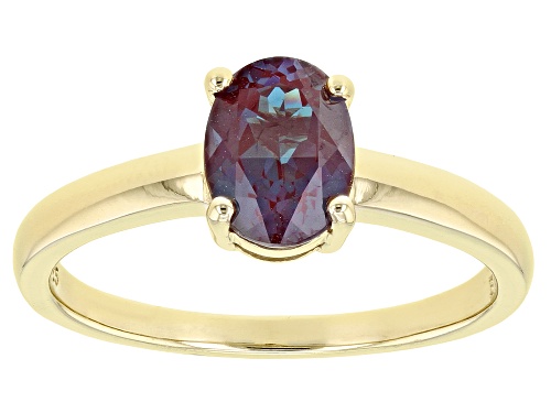 1.23ct Oval Lab Created Alexandrite 18k Yellow Gold Over Sterling Silver June Birthstone Ring - Size 11