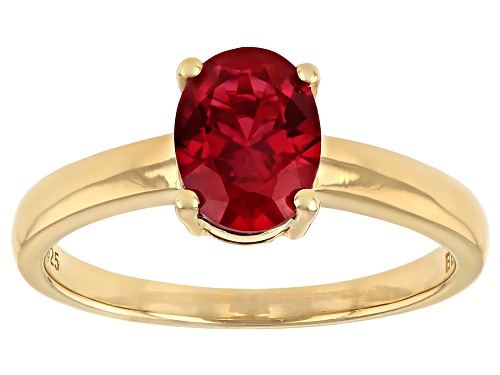 1.27ct Oval Lab Created Ruby 18k Yellow Gold Over Sterling Silver July Birthstone Ring - Size 9
