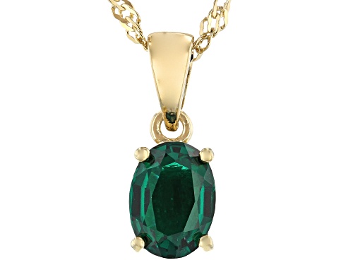 Photo of 0.95ct Oval Lab Emerald 18k Yellow Gold Over Sterling Silver May Birthstone Pendant With Chain