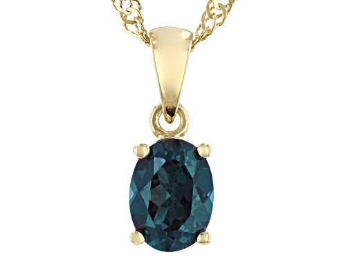1.23ct Oval Lab Alexandrite 18k Yellow Gold Over Sterling Silver June Birthstone Pendant With Chain