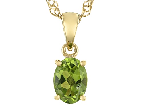 Photo of 1.16ct Oval Manchurian Peridot™ 18k Yellow Gold Over Silver August Birthstone Pendant With Chain