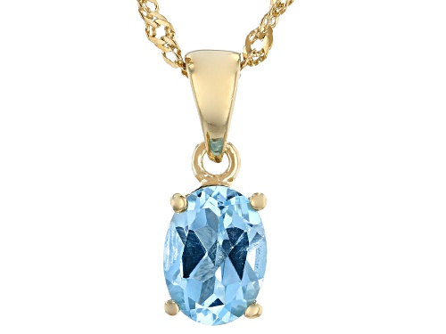 Photo of 1.23ct Oval Glacier Topaz™ 18k Yellow Gold Over Silver December Birthstone Pendant With Chain