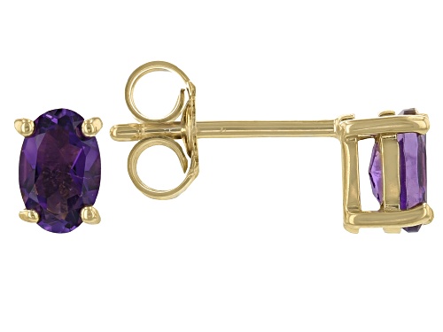 0.77ctw African Amethyst 18k Yellow Gold Over Sterling Silver February Birthstone Stud Earrings