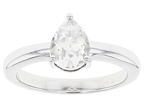 0.99ct Pear Shaped White Topaz Rhodium Over Sterling Silver April Birthstone Ring - Size 8