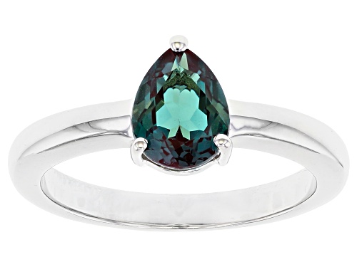 1.19ct Pear Shaped Lab Created Alexandrite Rhodium Over Sterling Silver June Birthstone Ring - Size 7