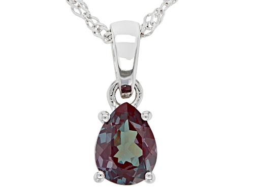 1.19ct Pear Lab Created Alexandrite Rhodium Over Sterling Silver June Birthstone Pendant With Chain