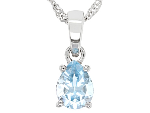 1.06ct Pear Glacier Topaz™ Rhodium Over Sterling Silver December Birthstone Pendant With Chain