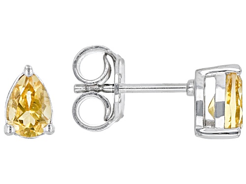 0.65ctw Pear Citrine Rhodium Over Sterling Silver November Birthstone Earrings