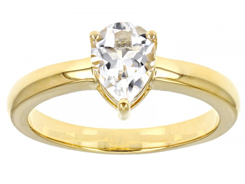 Photo of 1.09ct Pear White Topaz 18K Yellow Gold Over Sterling Silver April Birthstone Ring - Size 9