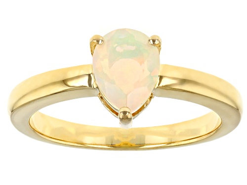 Photo of 0.57ct Pear Ethiopian Opal 18K Yellow Gold Over Sterling Silver October Birthstone Ring - Size 8