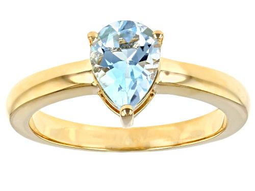 1.05ct Pear Glacier Topaz™ 18K Yellow Gold Over Sterling Silver December Birthstone Ring - Size 7