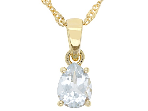 0.76ct Pear Aquamarine 18K Yellow Gold Over Sterling Silver March Birthstone Pendant With Chain