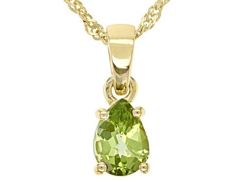 0.98ct Manchurian Peridot™ 18K Yellow Gold Over Sterling Silver August Birthstone Pendant With Chain