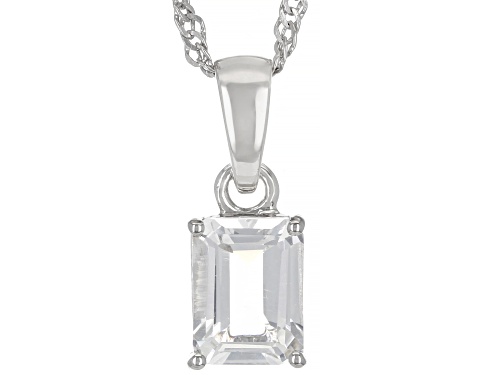 Photo of 1.70ct White Topaz Rhodium Over Silver April Birthstone Pendant With Chain