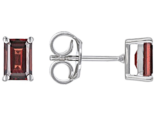 1.19ctw Rectangular Vermelho Garnet™ Rhodium Over Sterling Silver January Birthstone Earrings