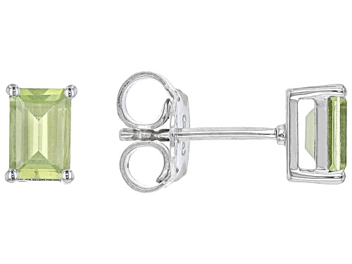 1.02ctw Rectangular Manchurian Peridot™ Rhodium Over Sterling Silver August Birthstone Earrings