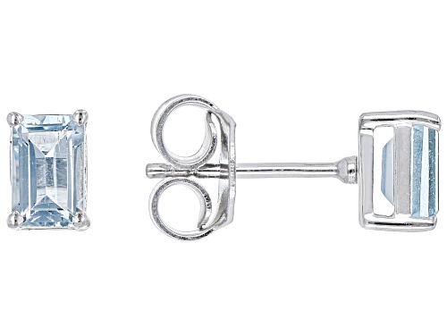 1.02ctw Rectangular Glacier Topaz™ Rhodium Over Sterling Silver December Birthstone Earrings