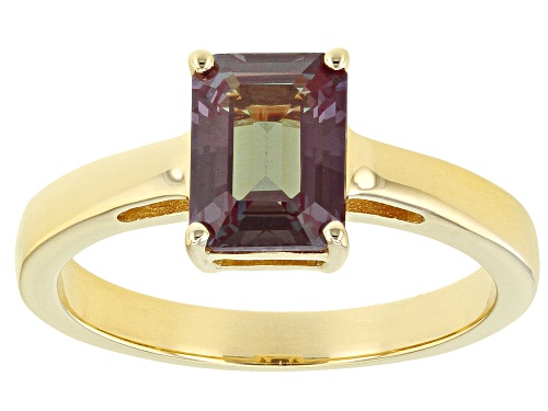 Photo of 1.70ct Lab Created Alexandrite 18k Yellow Gold Over Sterling Silver June Birthstone Ring - Size 7