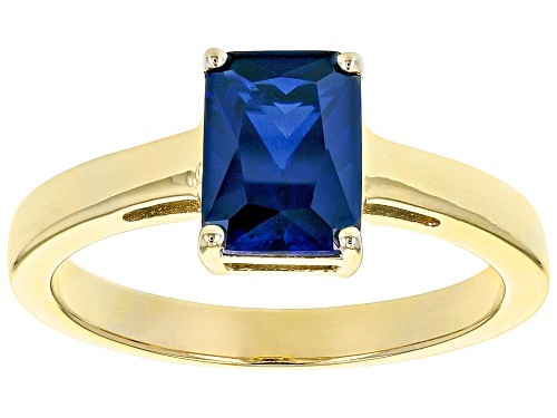 1.45ct Lab Created Blue Sapphire 18k Yellow Gold Over Sterling Silver September Birthstone Ring - Size 10