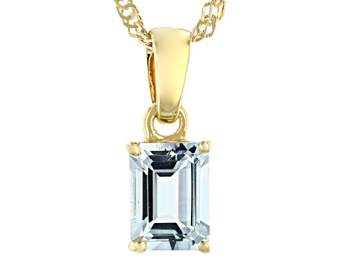 1.19ct Aquamarine 18k Yellow Gold Over Silver March Birthstone Pendant With Chain