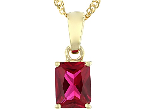 1.10ct Lab Created Ruby 18k Yellow Gold Over Silver July Birthstone Pendant With Chain