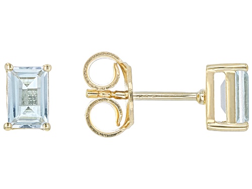 Photo of 1.02ctw Glacier Topaz™ 18k Yellow Gold Over Sterling Silver December Birthstone Earrings