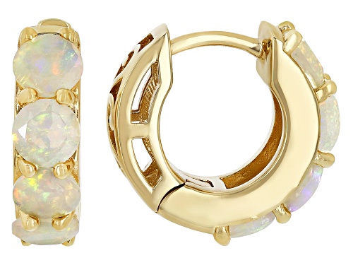 1.16ctw Ethiopian Opal 18k Yellow Gold Over Sterling Silver October Birthstone Huggie Hoop Earrings