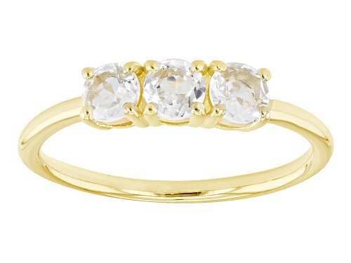 0.77ctw Round White Topaz 18k Yellow Gold Over Sterling Silver April Birthstone 3-Stone Ring - Size 11