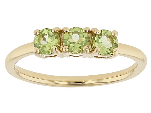 Photo of 0.77ctw Manchurian Peridot™ 18k Yellow Gold Over Sterling Silver August Birthstone 3-Stone Ring - Size 8
