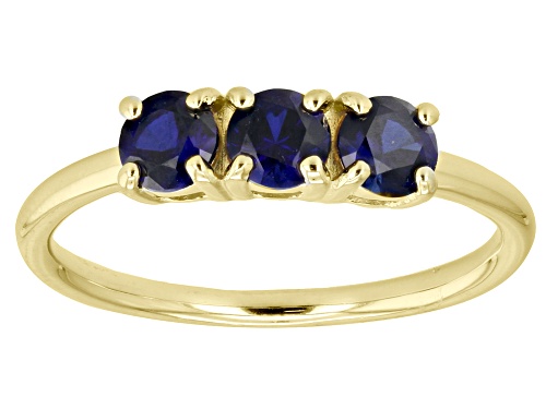 Photo of 0.79ctw Lab Created Sapphire 18k Yellow Gold Over Sterling Silver September Birthstone 3-Stone Ring - Size 10