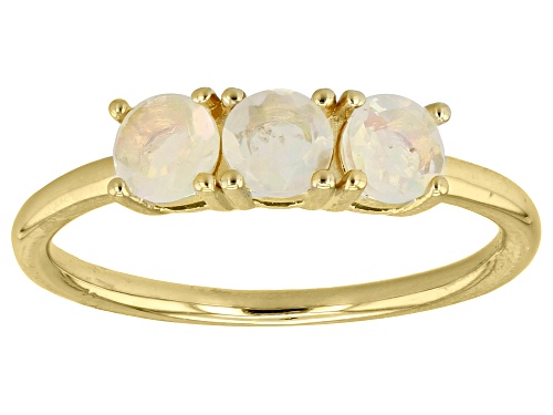 0.43ctw Round Ethiopian Opal 18k Yellow Gold Over Sterling Silver October Birthstone 3-Stone Ring - Size 8