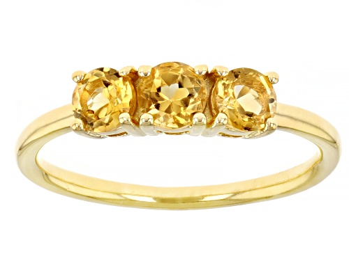 Photo of 0.64ctw Round Citrine 18k Yellow Gold Over Sterling Silver November Birthstone 3-Stone Ring - Size 6