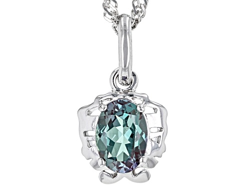 .73ct Oval Lab Created Alexandrite Rhodium Over Sterling Silver Gemini Pendant With Chain