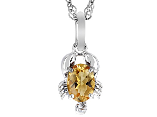 Photo of .54ct Brazilian Citrine Rhodium Over Sterling Silver Scorpio Pendant With Chain