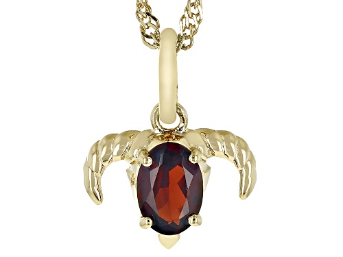 0.81ct Oval Vermelho Garnet™ 18k Yellow Gold Over Sterling Silver Capricorn Pendant With Chain