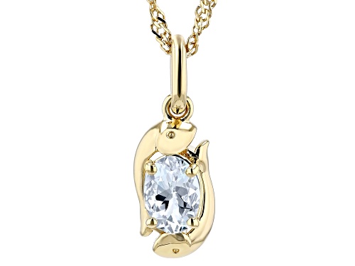 0.59ct Oval Blue Aquamarine 18k Yellow Gold Over Sterling Silver Pisces Pendant With Chain