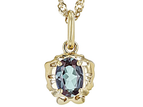 0.73ct Oval Lab Created Alexandrite 18k Yellow Gold Over Silver Gemini Pendant With Chain