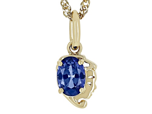 Photo of 0.71ct Lab Created Blue Sapphire 18k Yellow Gold Over Sterling Silver Virgo Pendant With Chain