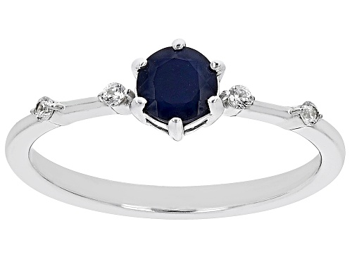 .59ct Blue Sapphire With .07ctw White Zircon Rhodium Over Sterling Silver September Birthstone Ring - Size 10