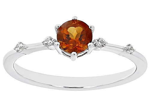 .42ct Madeira Citrine With .07ctw White Zircon Rhodium Over Sterling Silver November Birthstone Ring - Size 7