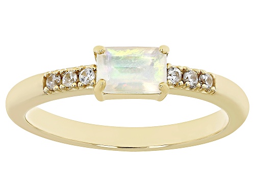.30ct Ethiopian Opal with .07ctw White Zircon 18k Yellow Gold Over Silver October Birthstone Ring - Size 9