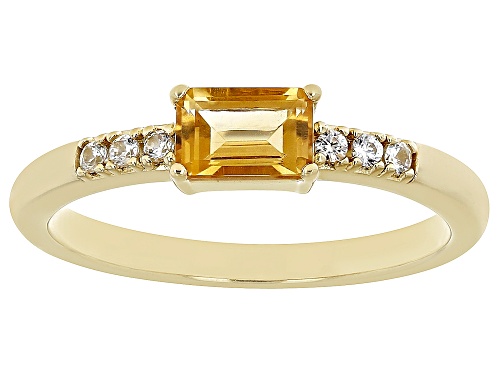 Photo of .51ct Citrine with .07ctw White Zircon 18k Yellow Gold Over Silver November Birthstone Ring - Size 8